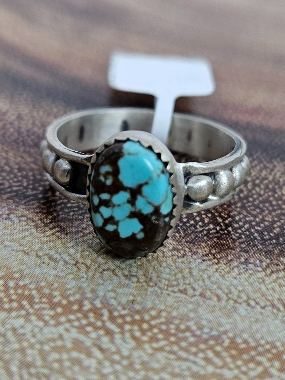 NWT Number 8 Turquoise Sterling Silver Oval Cabochon Pearl Band Ring 9